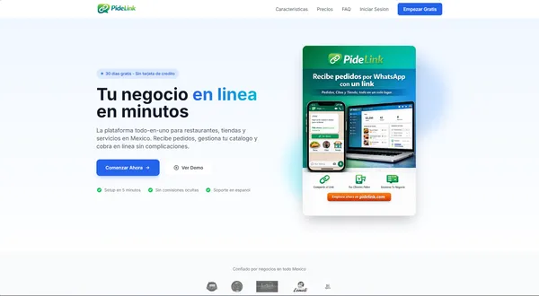 PideLink - plataforma de pedidos en línea